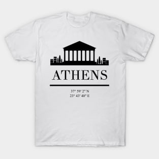 ATHENS GREECE BLACK SILHOUETTE SKYLINE ART T-Shirt